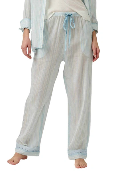 Shop Free People Sleep Mode Cotton Pajama Pants In Blue Combo