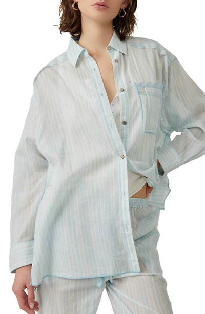 Shop Free People Sleep Mode Cotton Pajama Top In Blue Combo