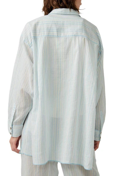 Shop Free People Sleep Mode Cotton Pajama Top In Blue Combo