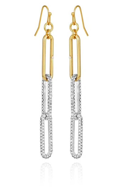 Shop Vince Camuto Pavé Crystal Link Linear Drop Earrings In Gold-tone