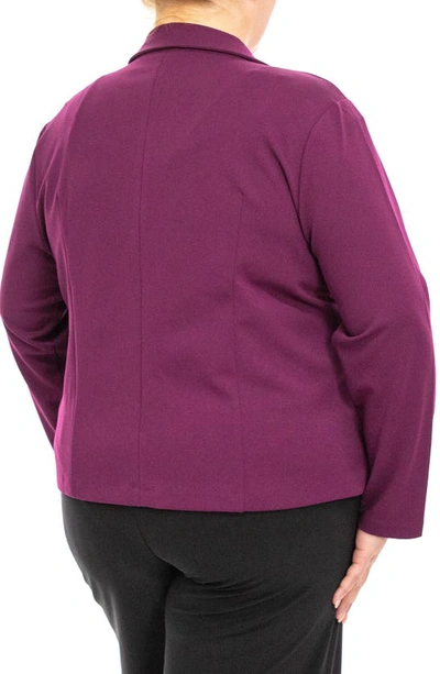 Shop Nina Leonard One Button Notch Lapel Crop Blazer In Crisp Berry