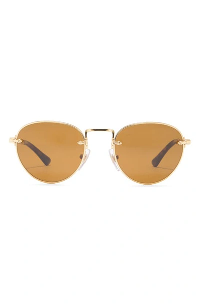 Shop Persol 49mm Round Sunglasses In Gold