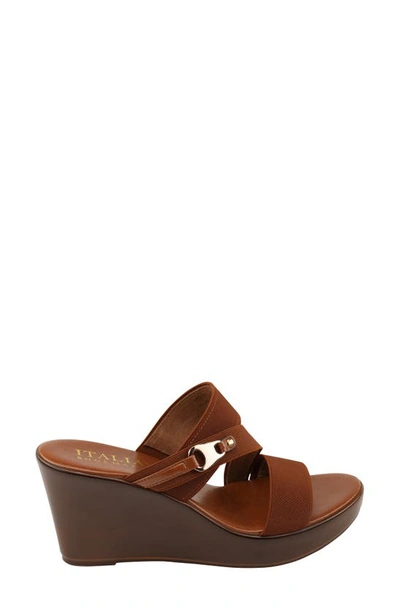 Italian Shoemakers Koda Wedge Slide Sandal In Tobacco