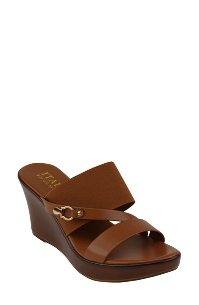 Italian Shoemakers Koda Wedge Slide Sandal In Tobacco