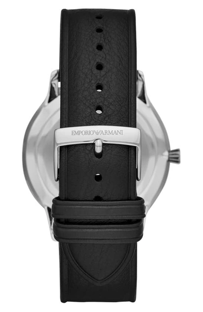 Emporio Armani Kappa Black Dial Black Leather Mens Watch Ar11013 In Silver