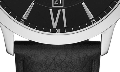 Emporio Armani Kappa Black Dial Black Leather Mens Watch Ar11013 In Silver