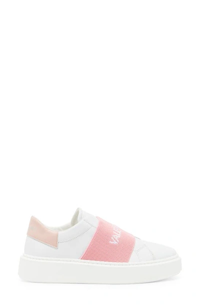 Shop Valentino By Mario Valentino Incas Banded Leather Sneaker In White Pink