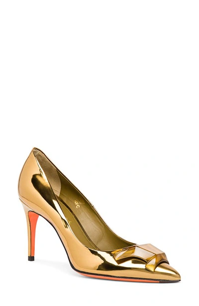 Shop Santoni Sibille Pointed Toe Pump In Gold