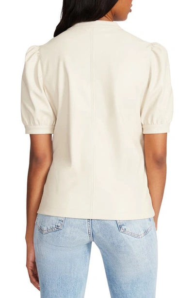 Steve Madden Jane Puff Sleeve Faux Leather Top In Bone