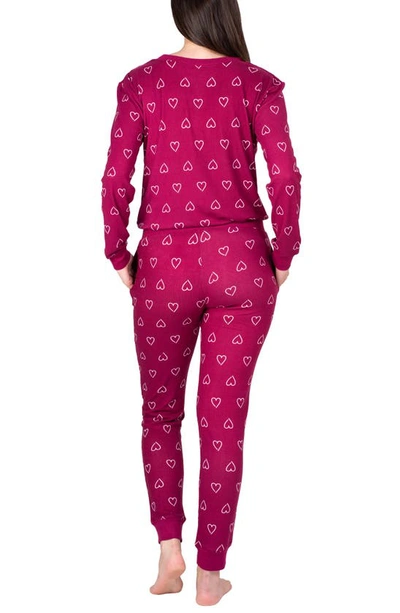 Shop Blis Long Pajamas In Berry Hearts