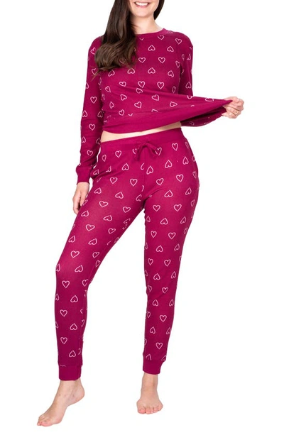 Shop Blis Long Pajamas In Berry Hearts