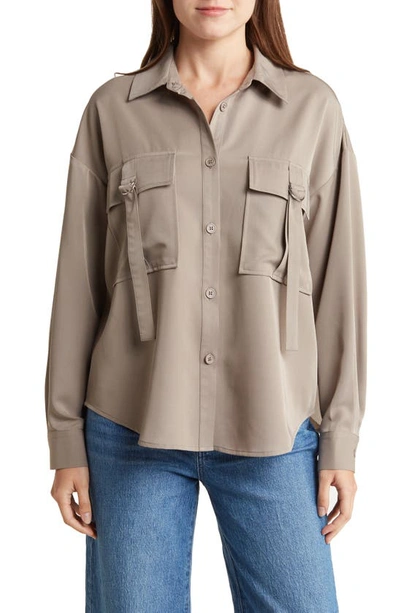 Shop Grey Collective Long Sleeve Button-up Shirt In Driftwood