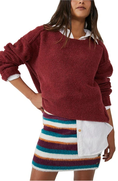 Shop Free People Ciara Sweater Miniskirt In Fig Jam Combo
