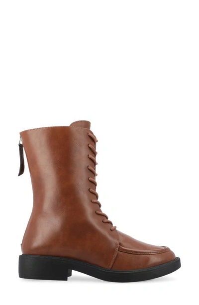 Journee Collection Nikks Combat Boot In Cognac