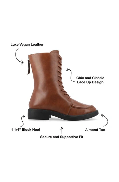 Journee Collection Nikks Combat Boot In Cognac