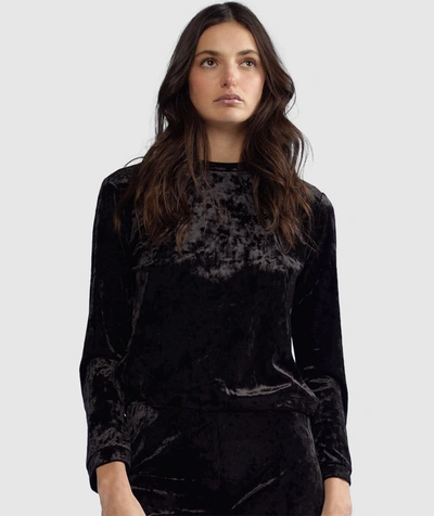 Shop Cynthia Rowley Crush Velvet Pullover In Black