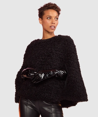 Shop Cynthia Rowley Faux Fur Capelet In Black