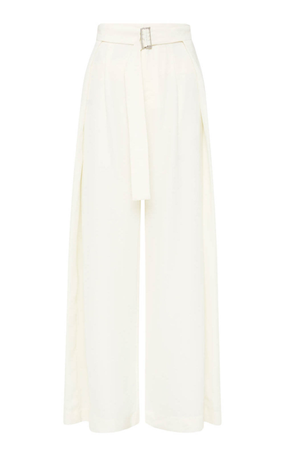 Shop St Agni Fold Twiill Wide-leg Pants In Off-white