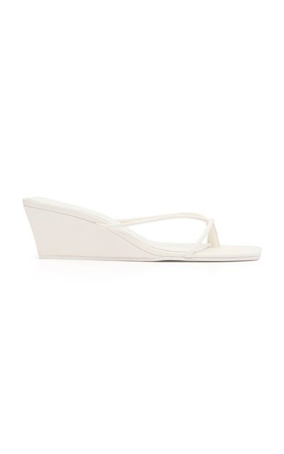 Shop St Agni Minimal Low Leather Sandals In White