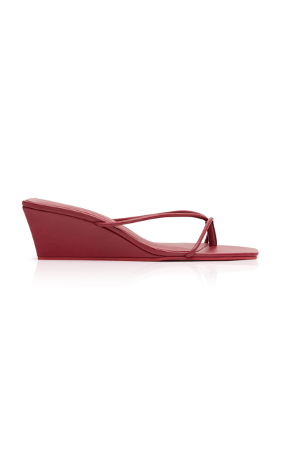Shop St Agni Minimal Low Leather Sandals In Red