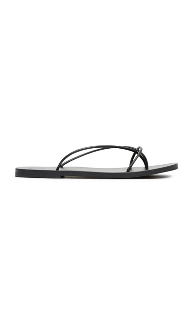 Shop St Agni Rouleau-tied Leather Flats In Black