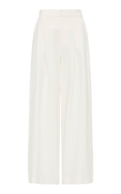 Shop St Agni Tailored Linen Wide-leg Pants In Ivory