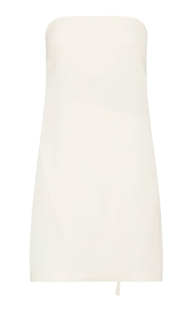 Shop St Agni Buckle Back Twill Strapless Top In Off-white