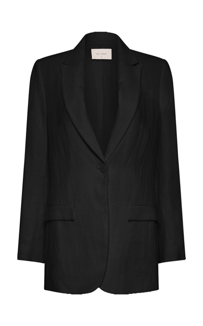 Shop St Agni Carter Tailored Wool-blend Blazer In Black