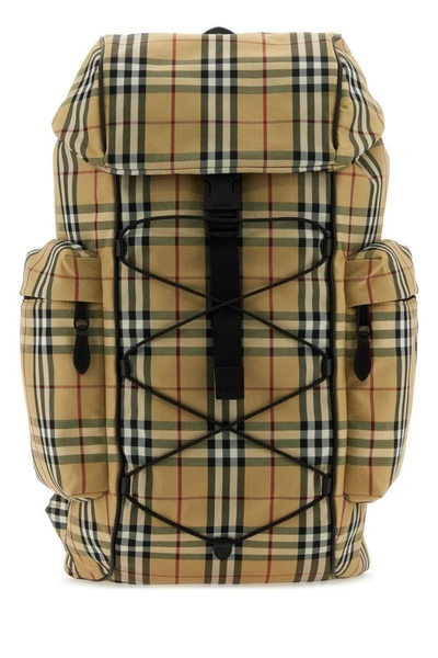 Shop Burberry Man Embroidered Nylon Murray Backpack In Multicolor