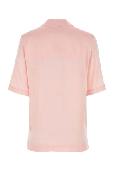 Shop Burberry Woman Pastel Pink Satin Shirt