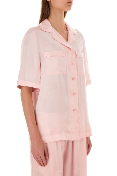 Shop Burberry Woman Pastel Pink Satin Shirt