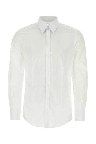 Dolce & Gabbana White Stretch Poplin Shirt In White
