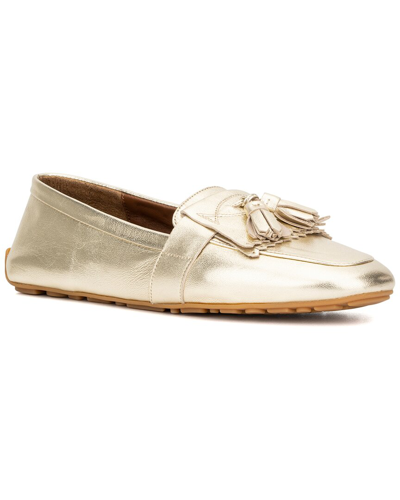 Shop Aquatalia Quinna Metallic Weatherproof Leather Flat In Gold