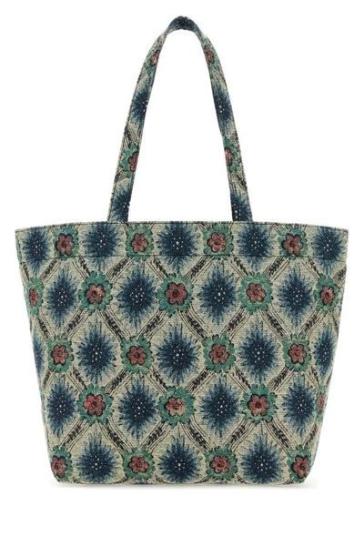 Shop Etro Woman Embroidered Canvas Medium Soft Trotter Shopping Bag In Multicolor