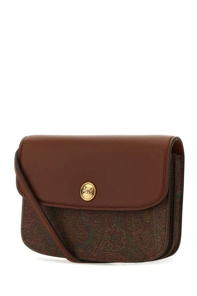 Shop Etro Woman Multicolor Canvas And Leather Small Essential Crossbody Bag