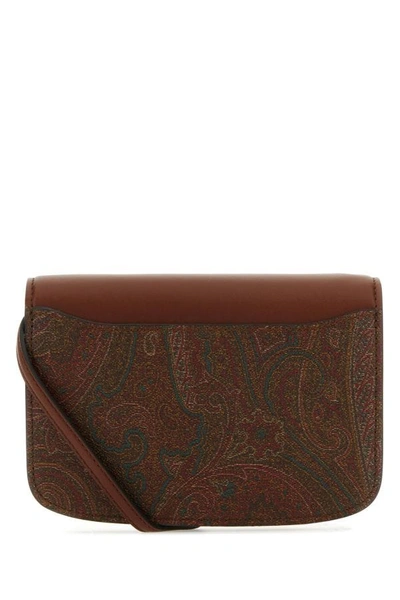 Shop Etro Woman Multicolor Canvas And Leather Small Essential Crossbody Bag