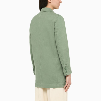 Shop Max Mara Sage Cotton Double-breasted Jacket Women In Green