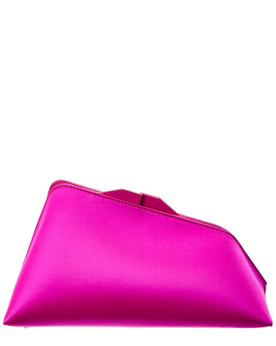 Shop Attico The  8:30 Pm Satin & Leather Clutch In Pink