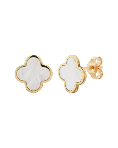 Shop Italian Gold 14k Mother-of-pearl Clover Studs