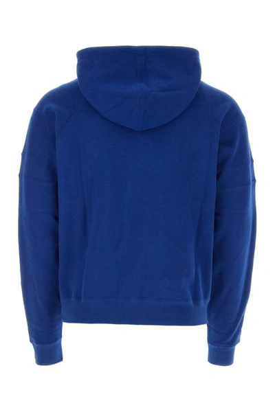 Shop Saint Laurent Man Electric Blue Cotton Sweatshirt
