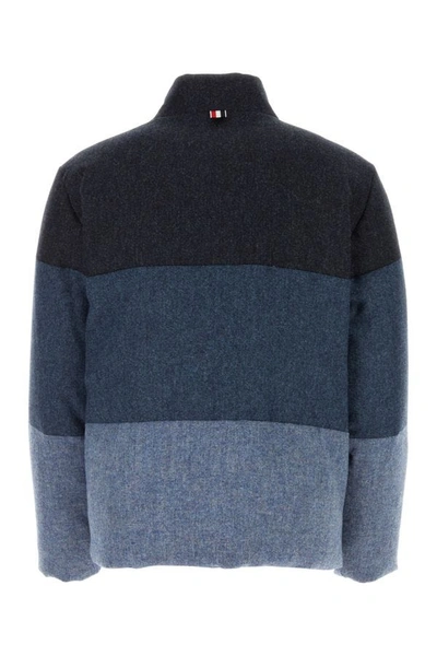 Shop Thom Browne Man Multicolor Wool Reversible Down Jacket
