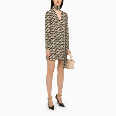 Shop Valentino Beige Silk Dress Toile Iconographe Women In Multicolor