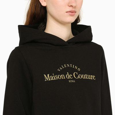 Shop Valentino Black Cropped Hoodie With Logo Women