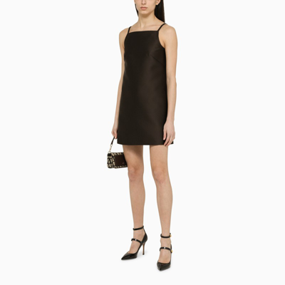 Shop Valentino Ebony Short Dress In Techno Duchesse Women In Brown
