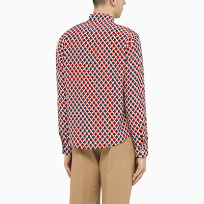 Shop Valentino Silk Shirt With Veehive Print Men In Multicolor