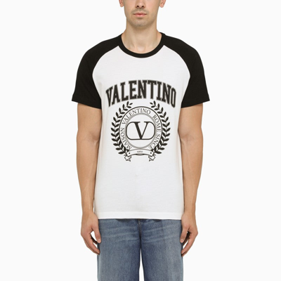 Shop Valentino White/black T-shirt With Logo Men