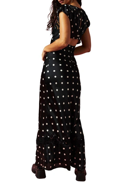 Shop Free People Butterfly Babe Polka Dot Cutout Maxi Dress In Black And White Comb