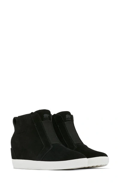 Shop Sorel Out N About Wedge Bootie In Black/ Sea Salt