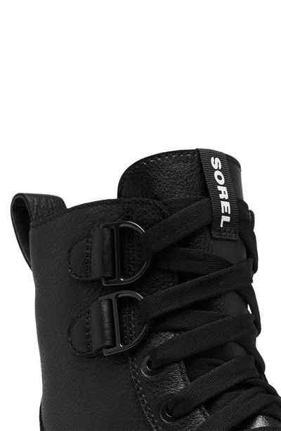 Shop Sorel Caribou X Waterproof Leather Lace-up Boot In Black/ Sea Salt