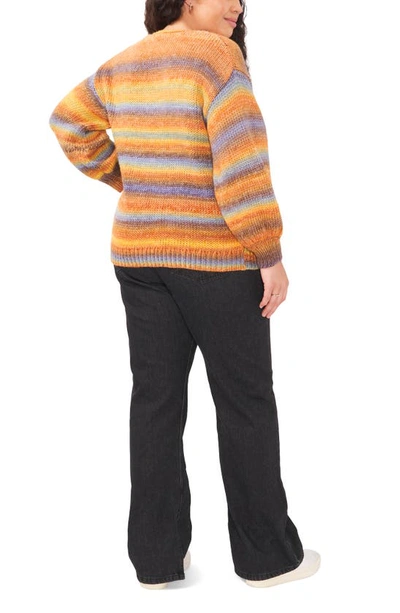 Vince Camuto Plus Size Cozy Space Dye V-neck Sweater In Citrus Spice Vc